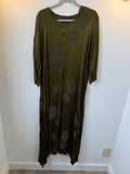T2T Grizas Olive Silk Burnout Dress with Slip Large