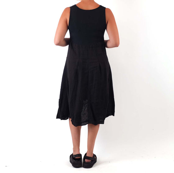 Me & Gee Black Tank Dress with Rib Knit Sides