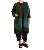 Mieko Mintz Cotton Silk Patch Kantha Wrap Flare Coat