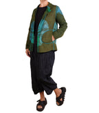 Mieko Mintz Polished Cotton Random Tuck Voile Barrel Pants in Black