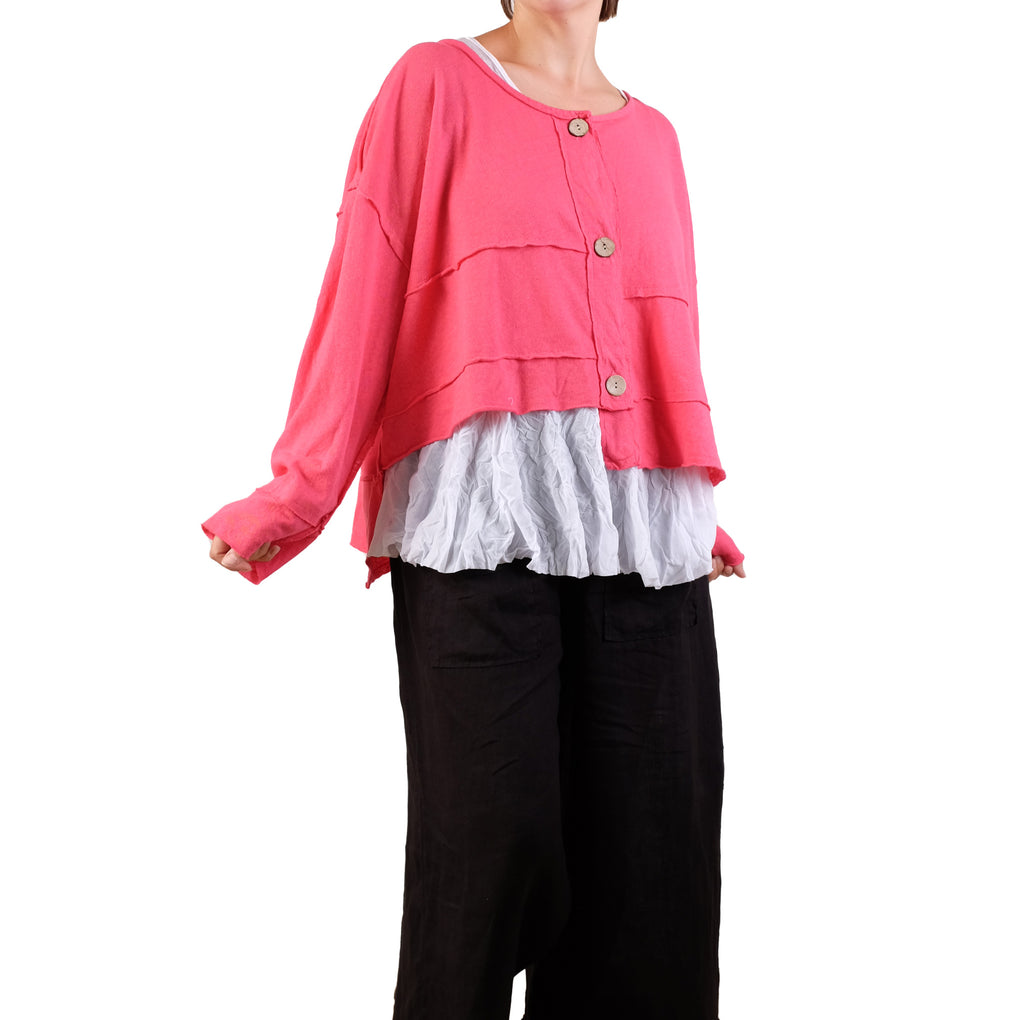 Bodil One Size Knit Crop Jacket in Rose