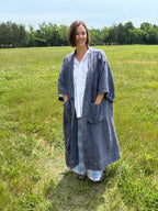 Krista Larson Linen Kimono In Lapis