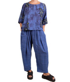 Mieko Mintz Cloud Tie Dye Floral Kantha Tucked Gather Pants
