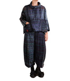 Mieko Mintz Tie Dye Vintage Silk Kantha Cowl Pullover in Black