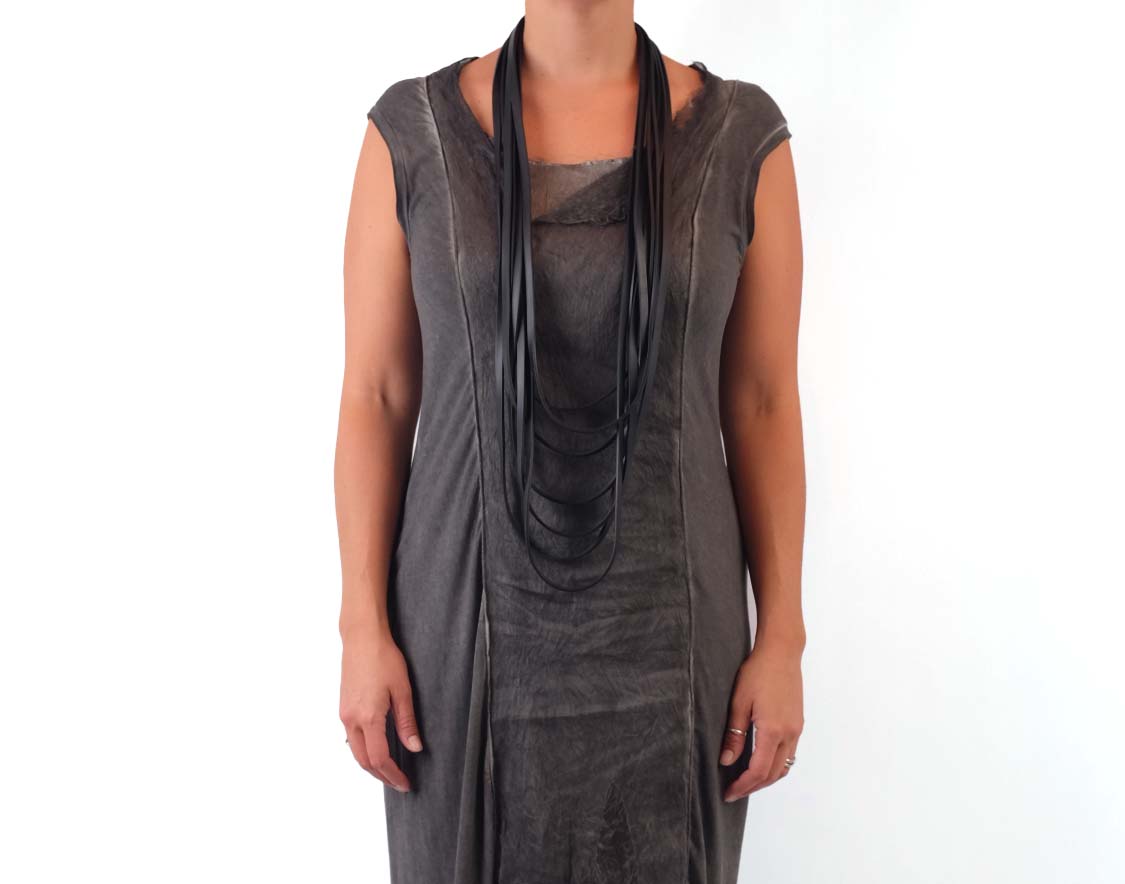 Frank Ideas Black Rubber Long Necklace