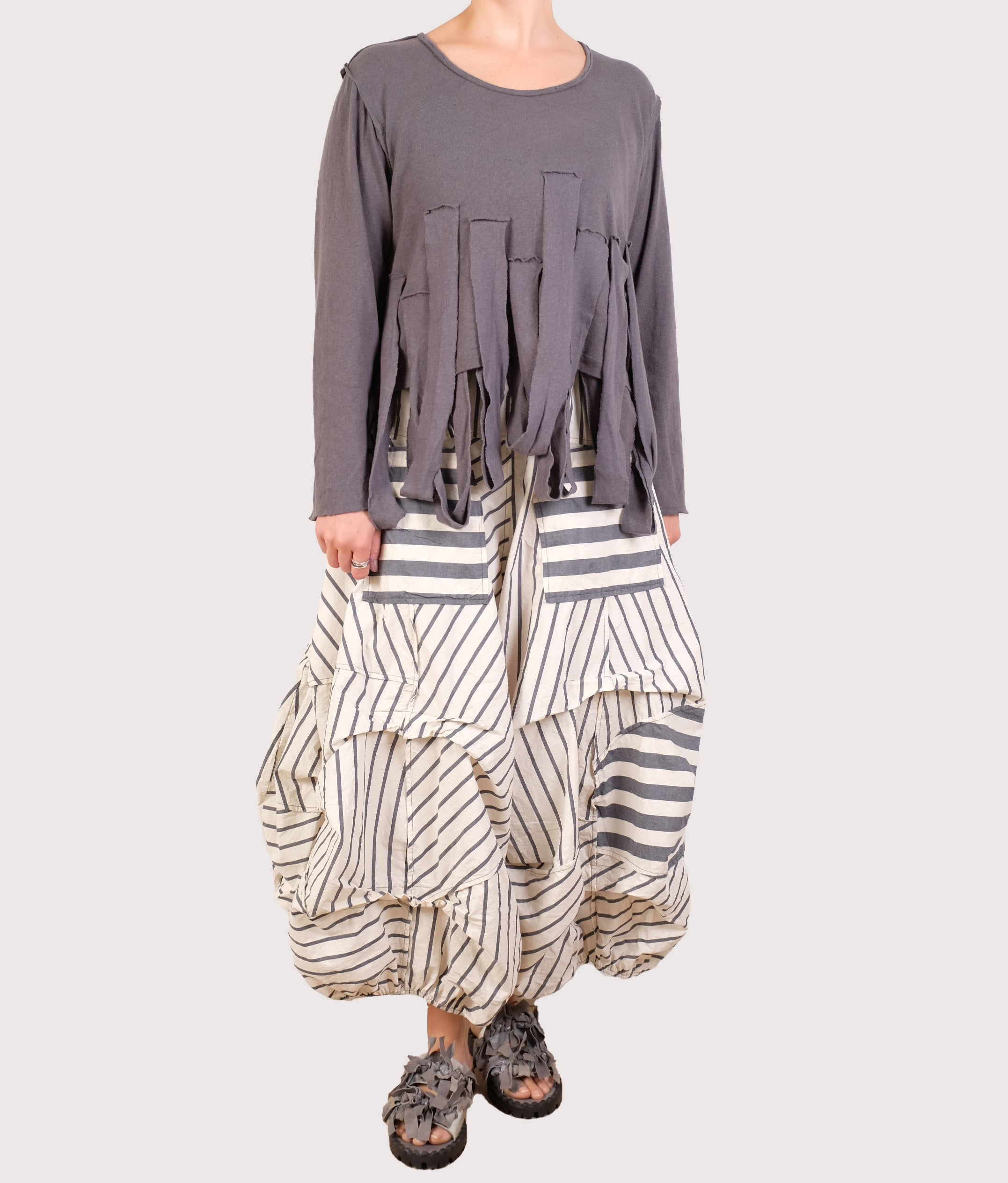 Bodil Graphite Linen Knit Top