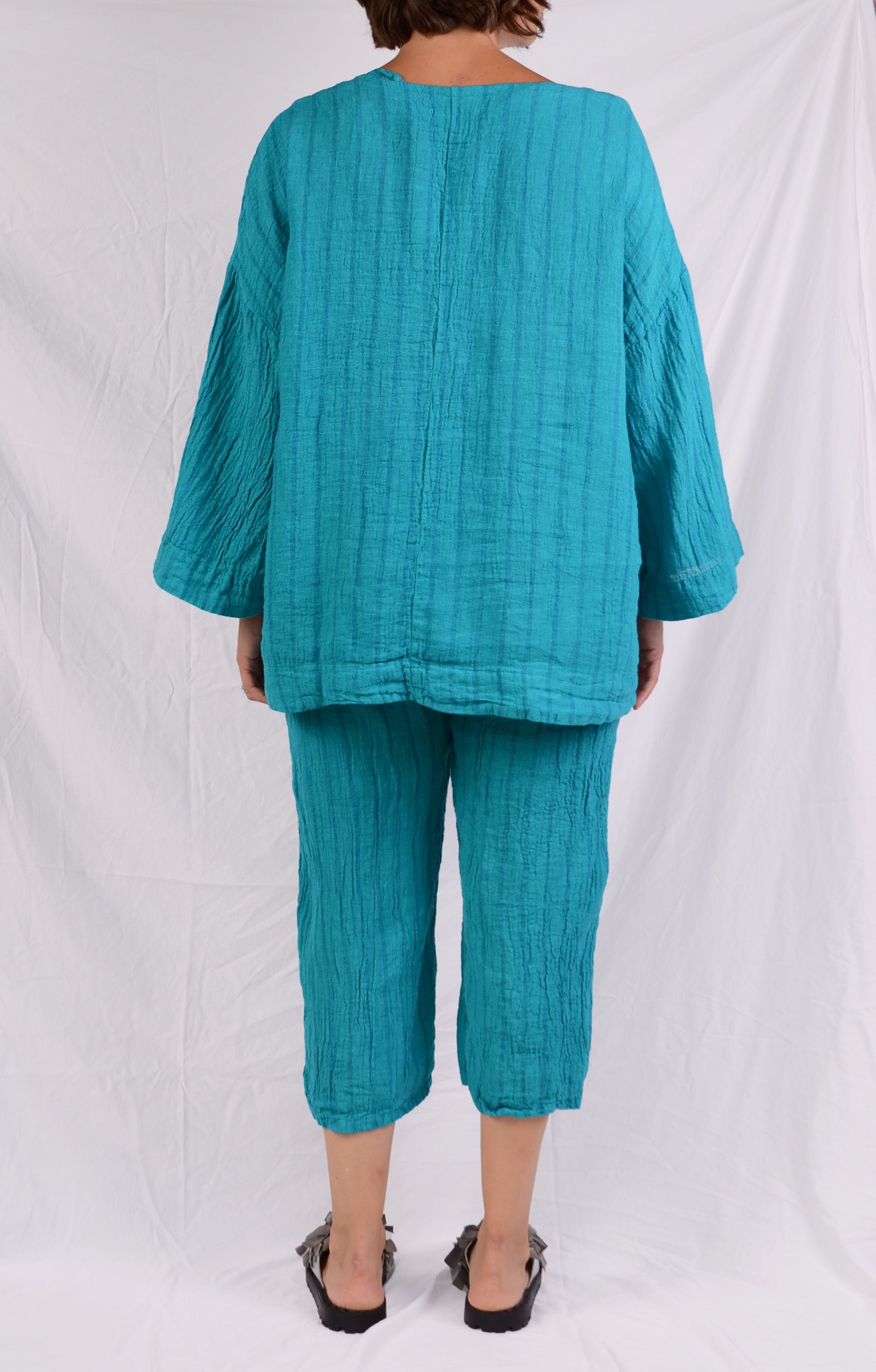 Cutloose Split Neck Pullover in Atlantis Stripe