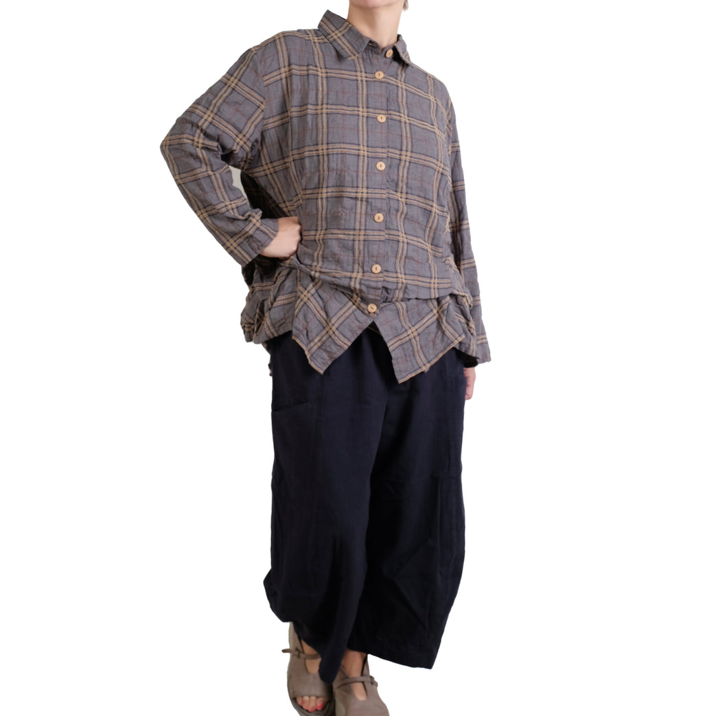 Dress To Kill Denim Mustard Plaid Tuck Up Shirt
