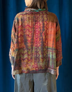 Mieko Mintz Tie Dye Vintage Silk Kantha Cowl Pullover in Brown