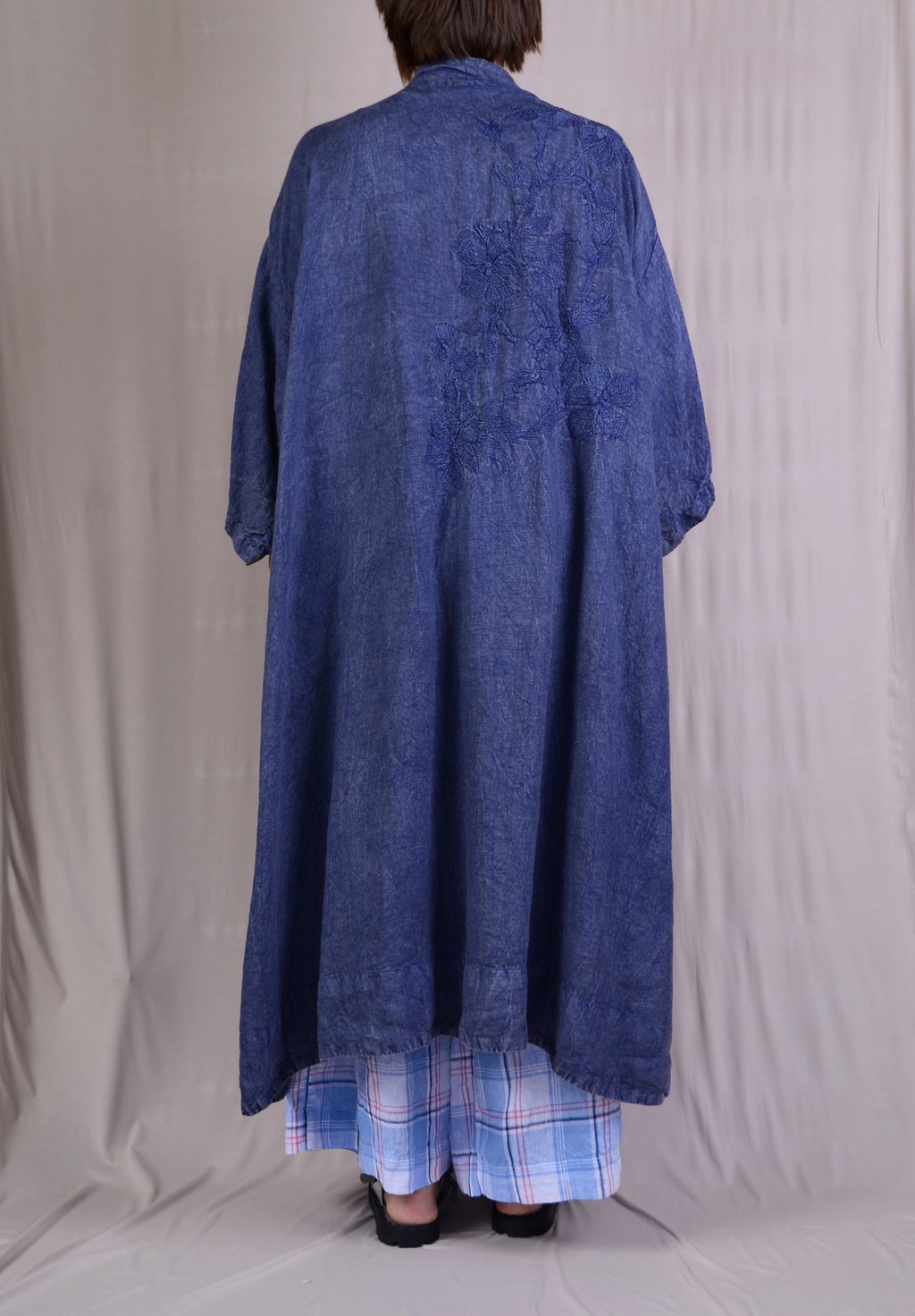 Krista Larson Linen Kimono In Lapis