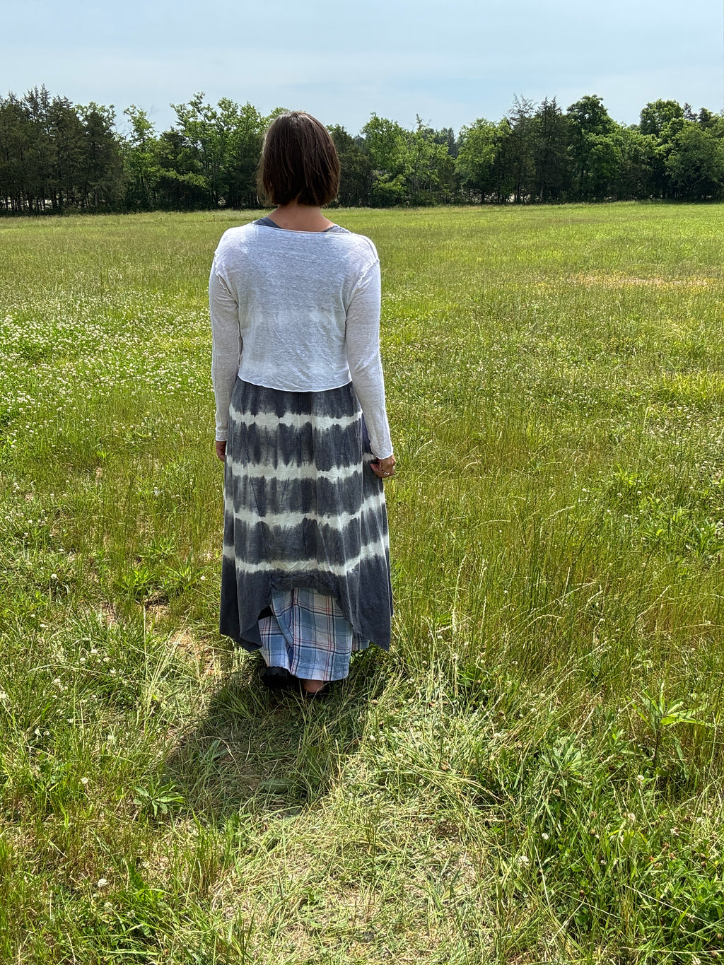 Krista Larson Long Ballet Slip in Lapis Stripe Tie Dye