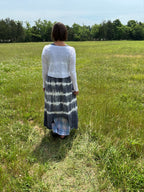 Krista Larson Long Ballet Slip in Lapis Stripe Tie Dye