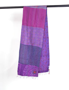  Mieko Mintz Georgette Vintage Silk Patch Kantha Scarf Short in Purple