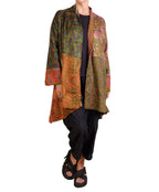 Mieko Mintz Vintage Silk Kantha Kimono Long Jacket