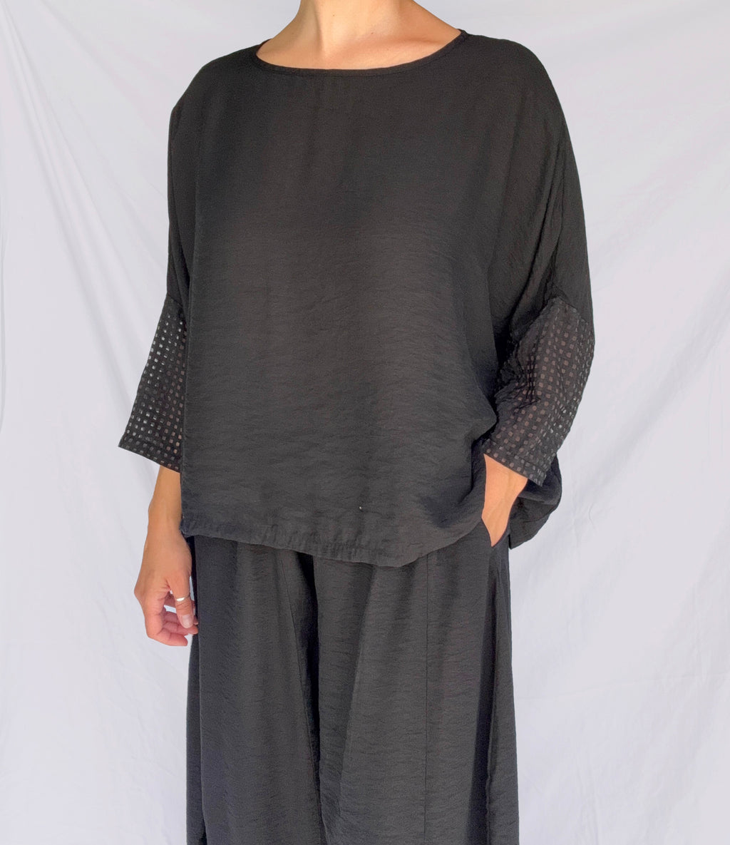 Cutloose Check Sleeve Crop Topper