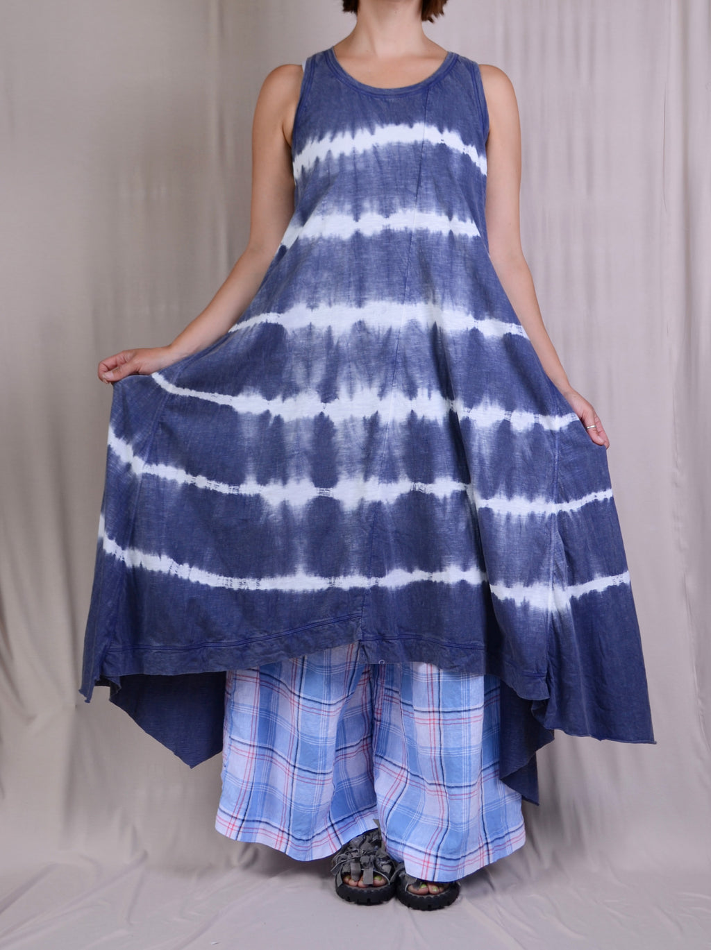Krista Larson Long Ballet Slip in Lapis Stripe Tie Dye