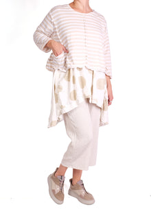  Krista Larson Crop Tunic Tee in White Striped Jersey