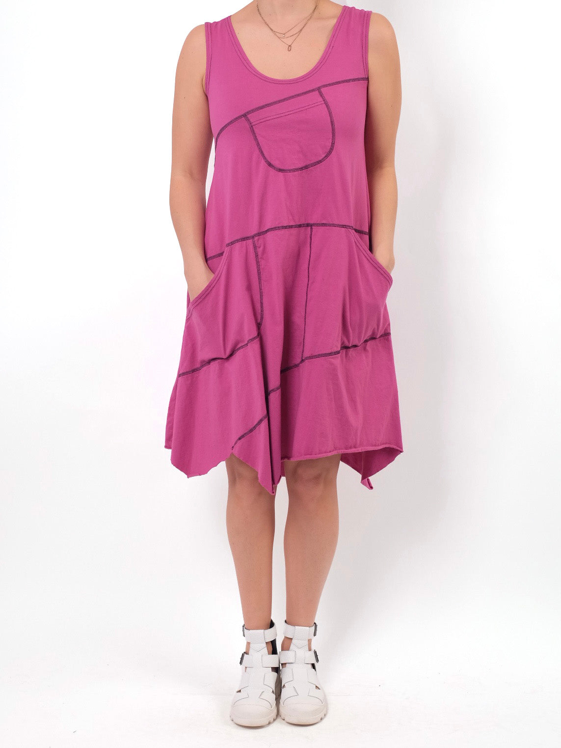 Cynthia Ashby Benito Dress in Raspberry
