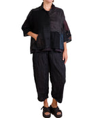 Mieko Mintz Mosaic Tile Patch Kantha Cropped Tent Shirt