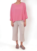 Cutloose Easy Crop Pant in Jicama Crinkle Check