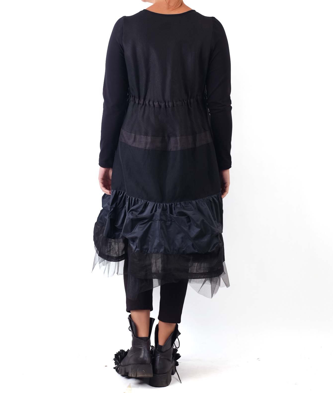 Mara Gibbucci Black Dress with Tulle Hem