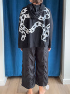 Paper Temples Hoodie in Black with Chain Print