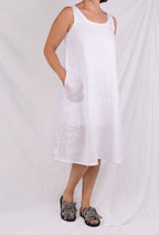 Cutloose ALine Tank Dress in White Hanky Linen