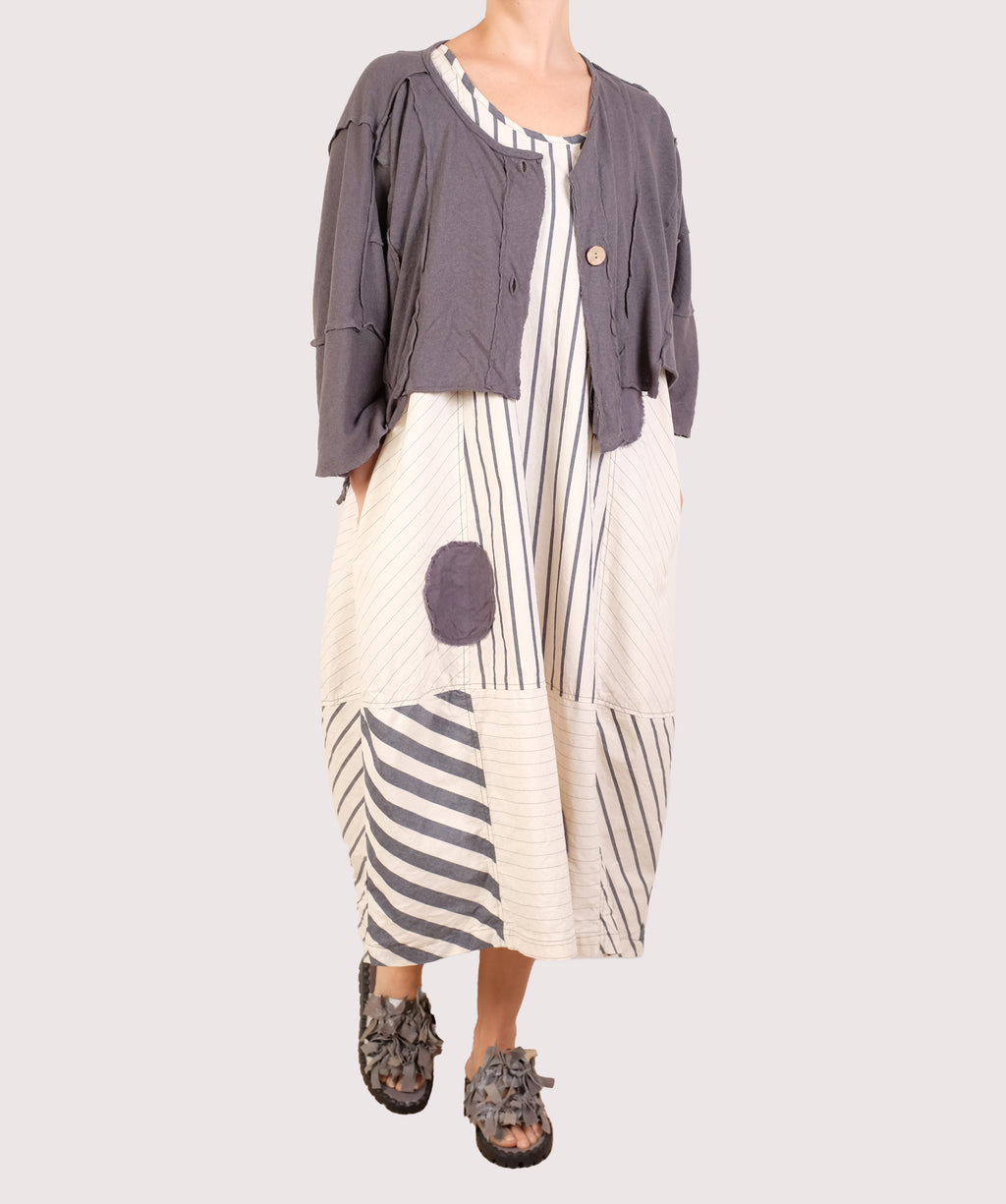 Bodil Graphite Linen Knit Crop Jacket