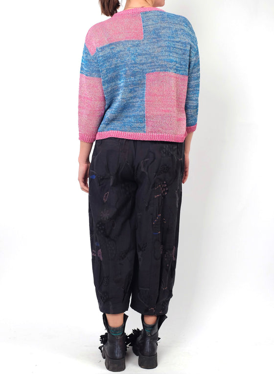 M. & Kyoko Blue/Pink Knit Sweater