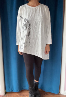  Krista Larson Owl Sketch LS Tee in White