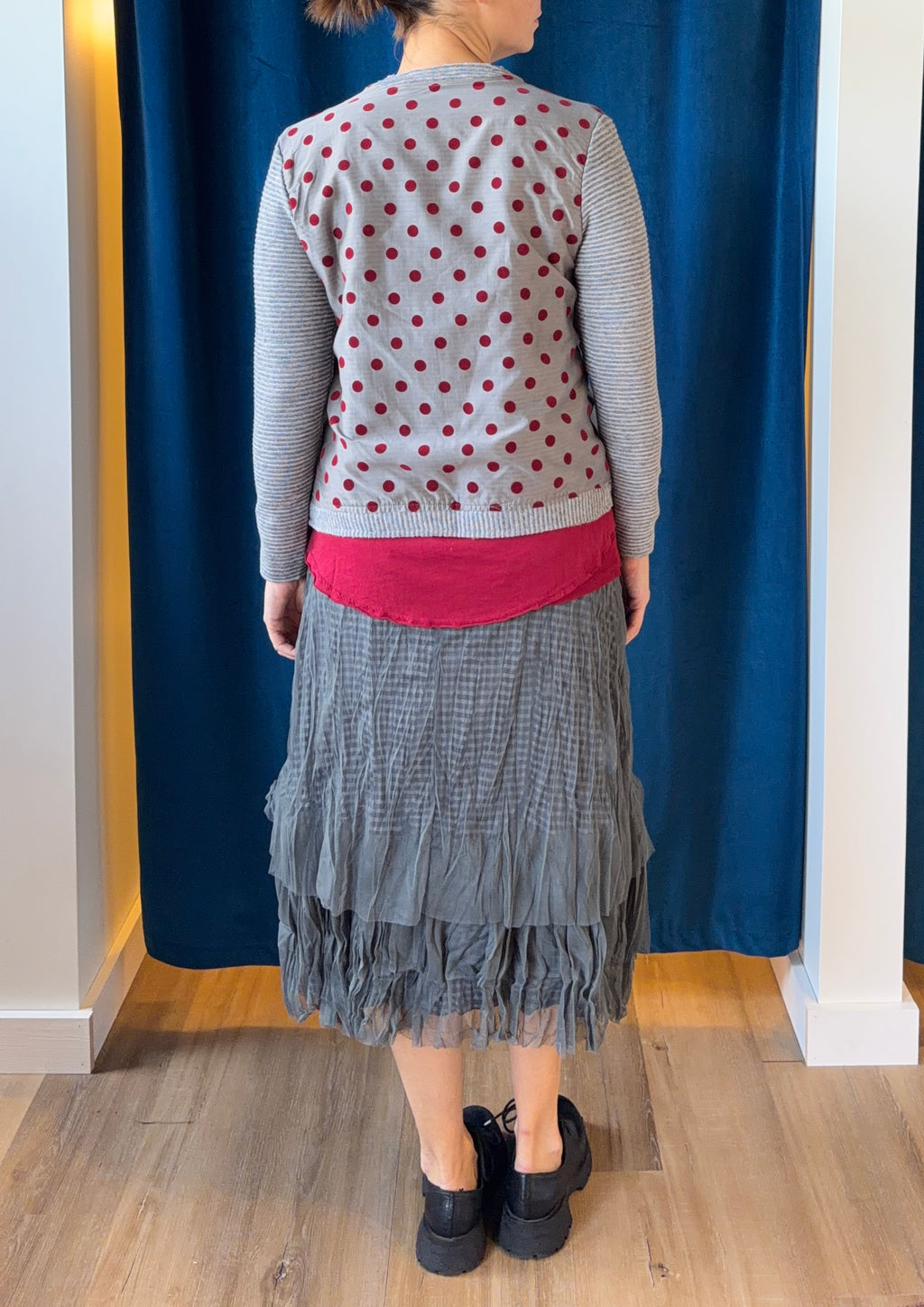 Gershon Bram Grey Polka Dot Cardigan