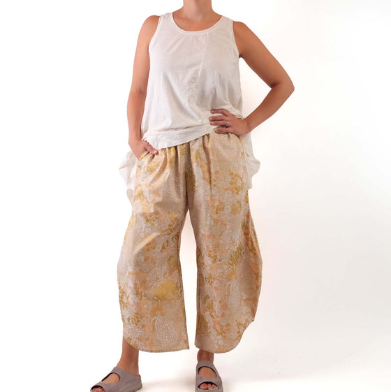 Krista Larson Basic Pants in Peach Patterned Cotton