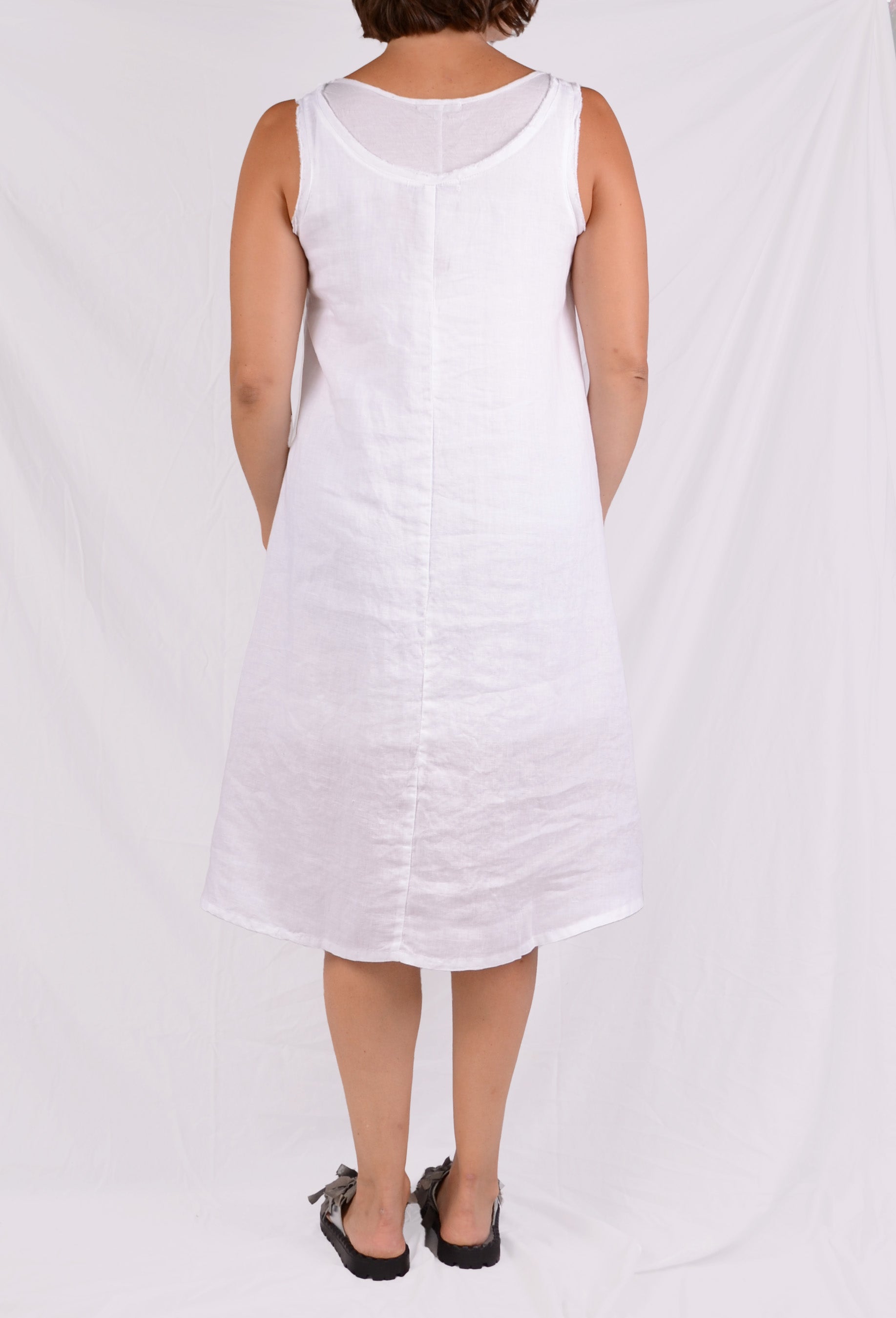 Cutloose ALine Tank Dress in White Hanky Linen