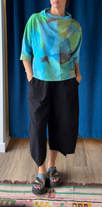 Andrea Geer One Size Funnel Top in Blues/Greens