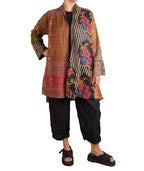 Mieko Mintz Vintage Silk Kantha Kimono Long Jacket