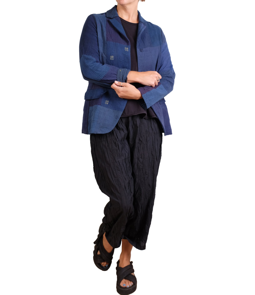 Mieko Mintz Navy Ombre Patched Kantha Basic Jacket