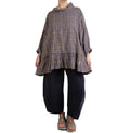 Dress To Kill Denim Mustard Plaid Ruffle Bottom Mock Pullover