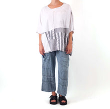  KQ White/Gray Patchwork One Size Top