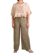 Jaded Gypsy Softly Worn Eyelet Top in Oatmeal