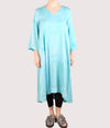 Baci VNeck 3/4 Sleeve Midi Dress in Hand Dyed Teal