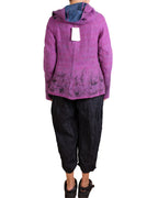 Mieko Mintz Navy & Purple Cotton Overdye Kantha Hoodie Jacket