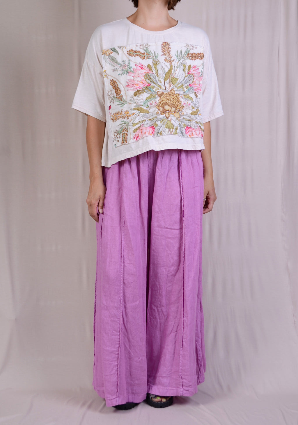 Krista Larson Crop Protea Tee in Alabaster