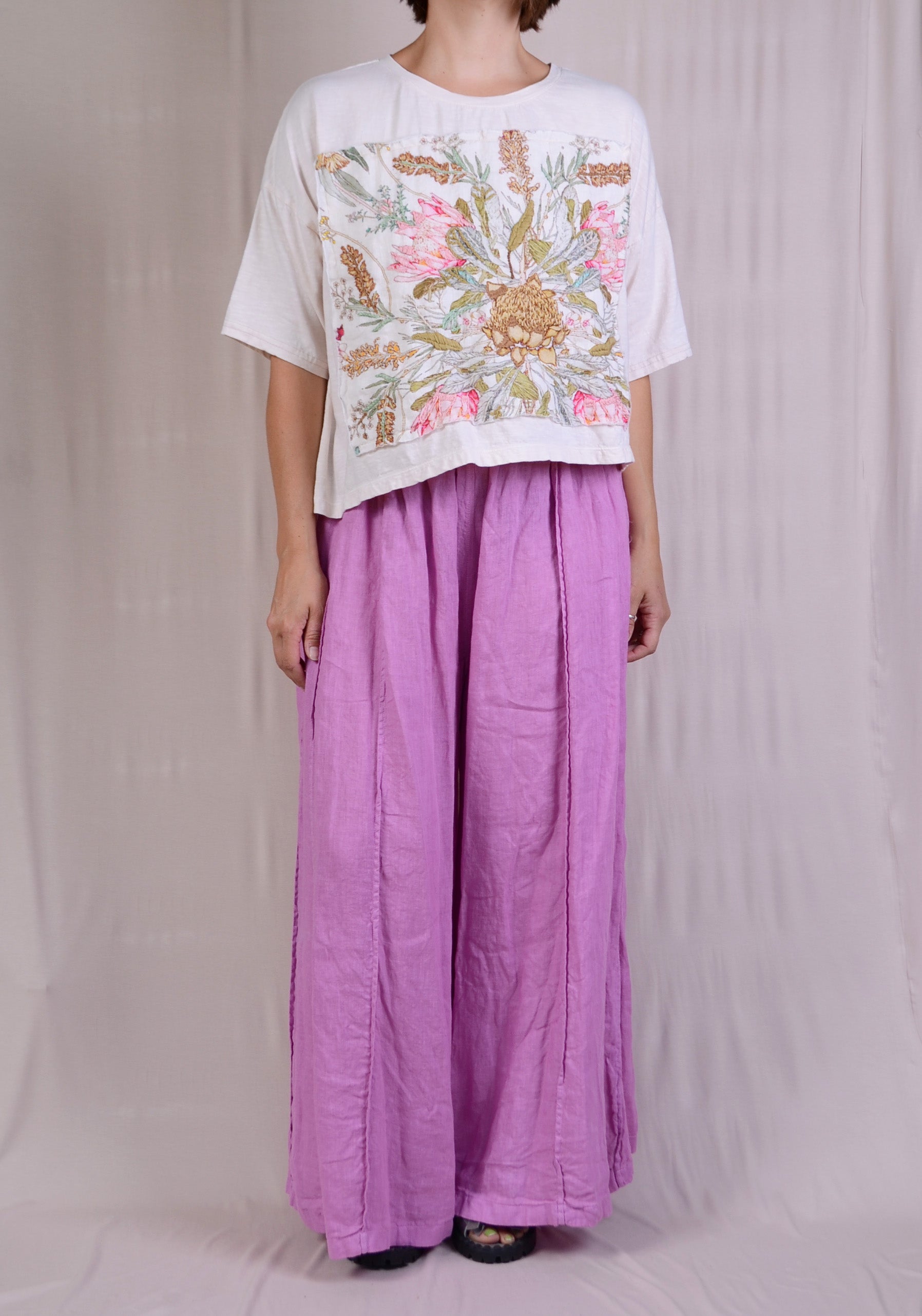 Krista Larson Crop Protea Tee in Alabaster