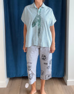 Paper Temples Naomi Top in Green Stripe/Tie
