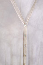 Robin Kaplan Mesh Cardigan with Insets in Icy Gray