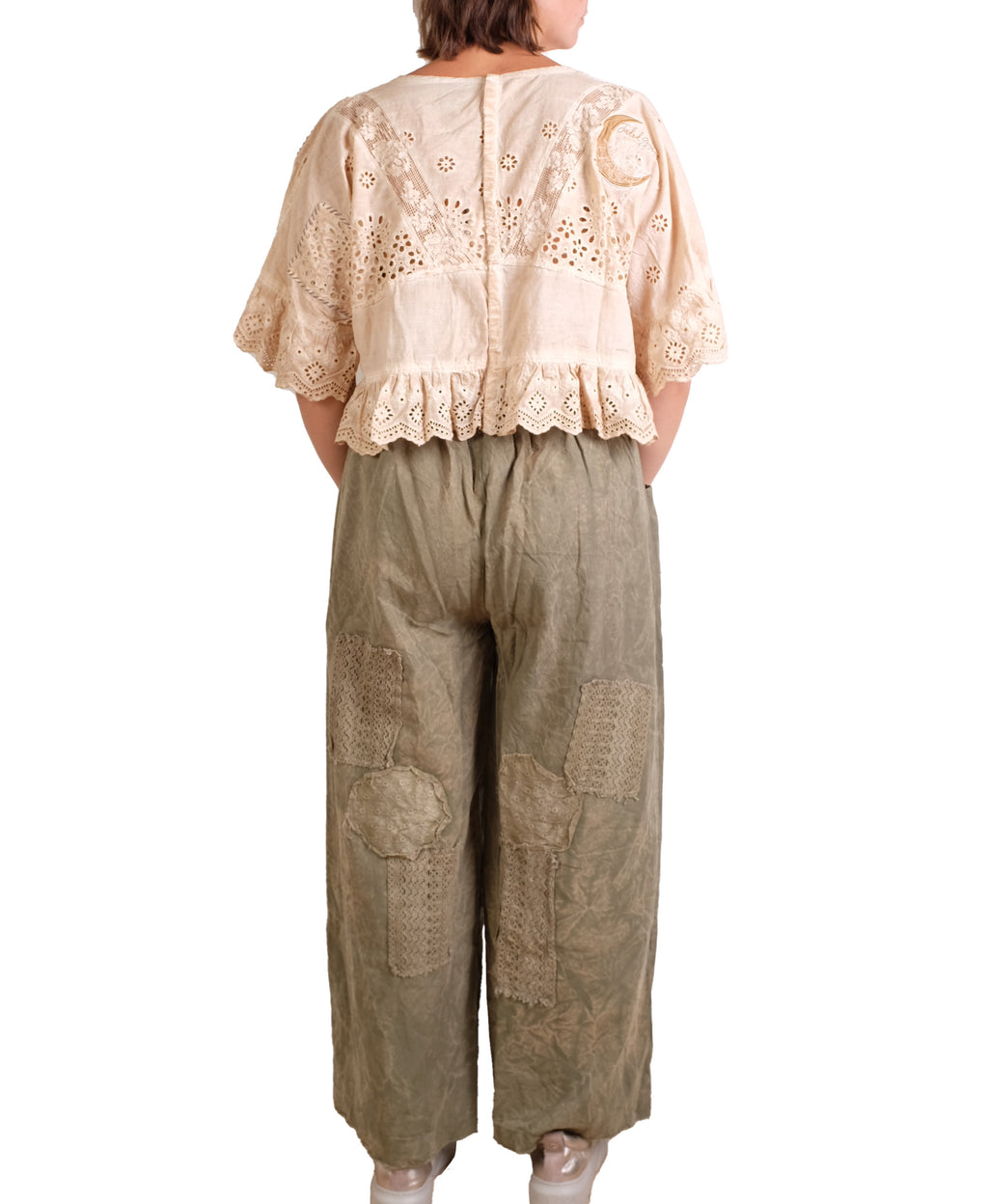 Jaded Gypsy Softly Worn Eyelet Top in Oatmeal