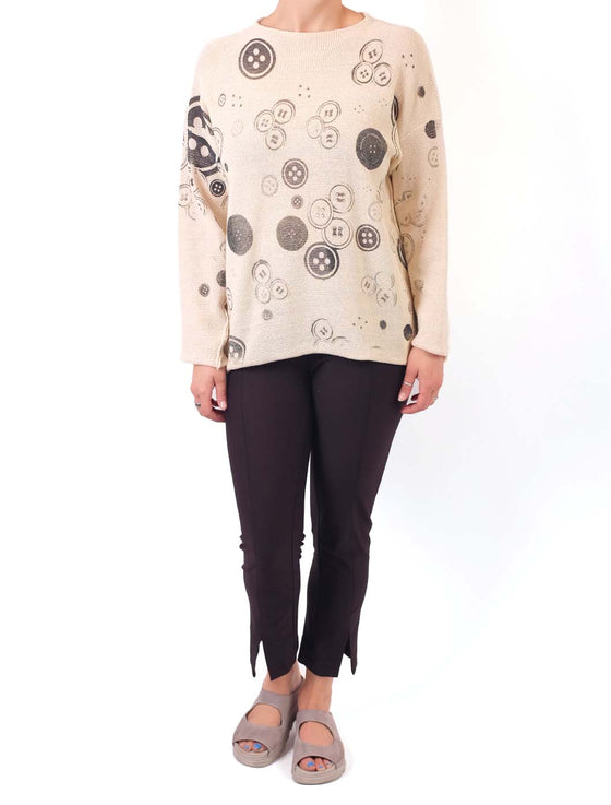 Paper Temples Mia Sweater in Cream Buttons
