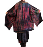 Mieko Mintz Tie Dye Vintage Silk Kantha New Kimono Long Wrap in Maroon