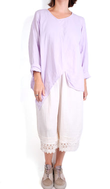  Krista Larson Crop Kite Shirt in Lavender Double Cotton Gauze