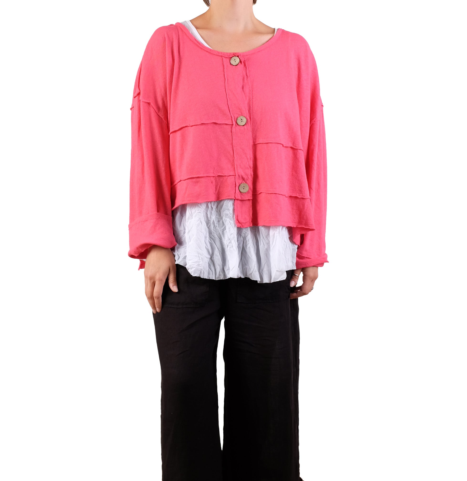 Bodil One Size Knit Crop Jacket in Rose